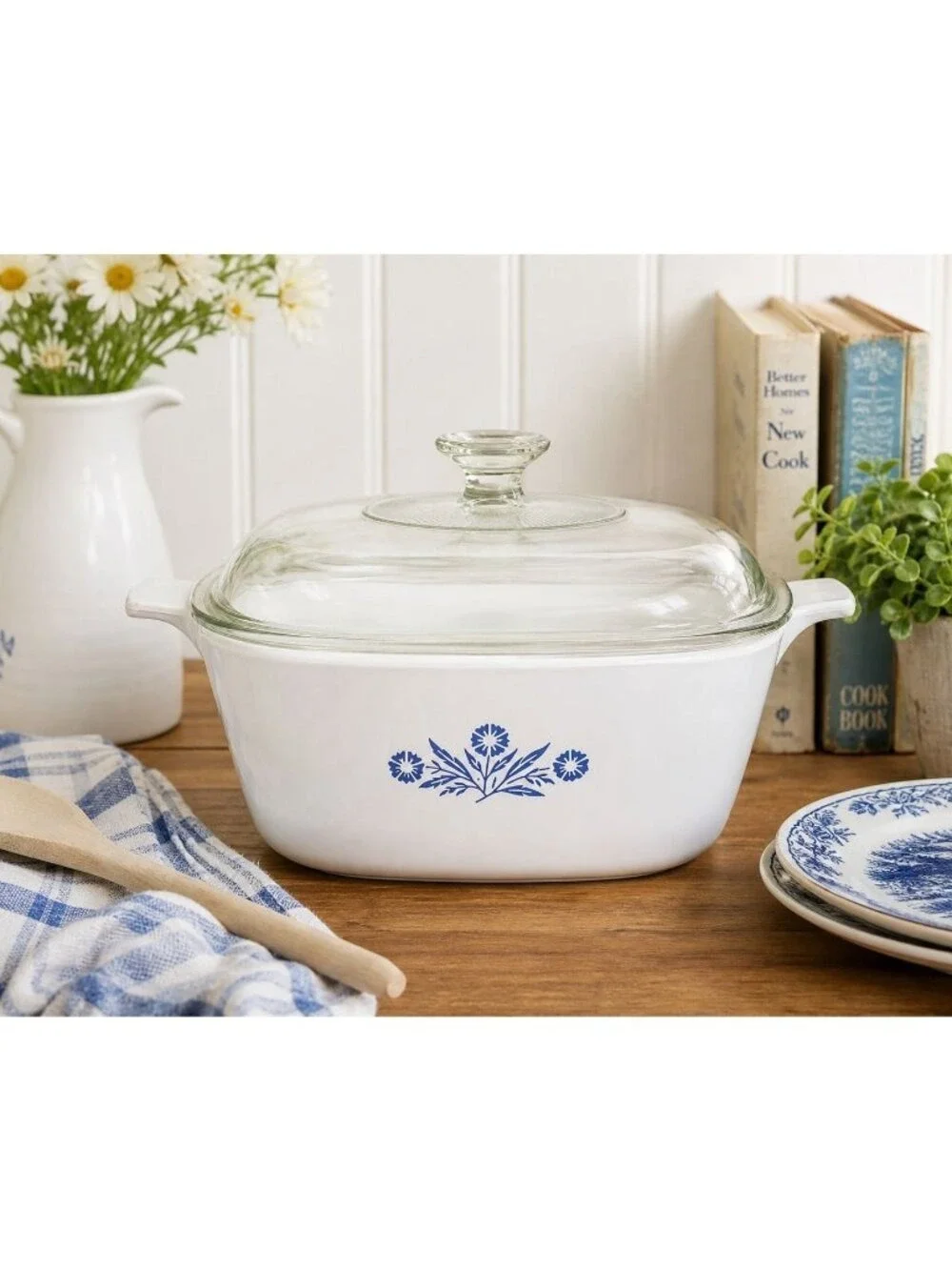Vintage Corning Ware Blue Cornflower 2.5 Qt Casserole Dish With Lid USA Pyrocera